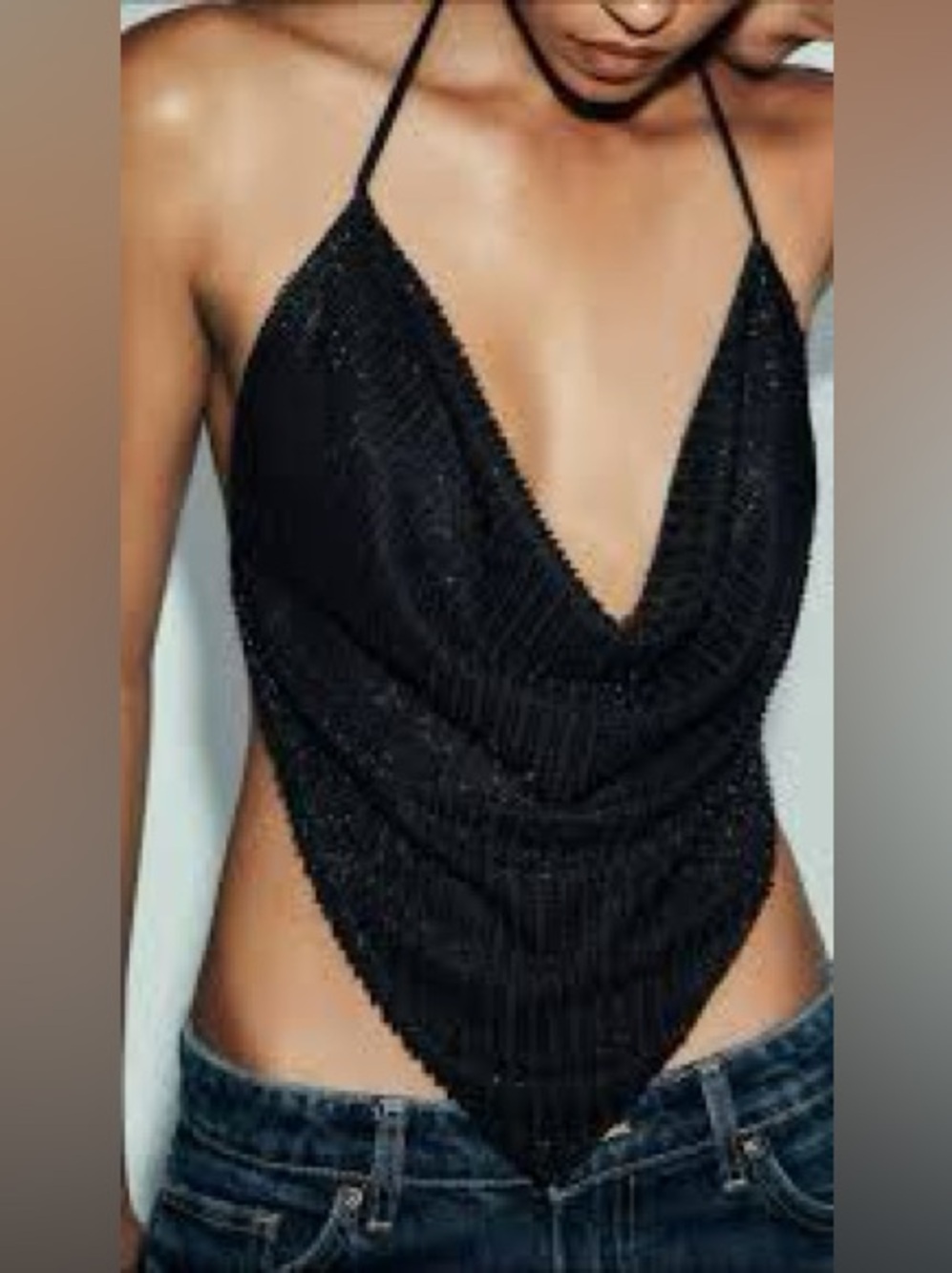 NWT Zara Beaded Embellished Draped Top